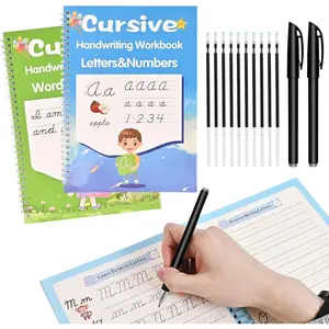 Grooved Cursive Handwriting Workbook, Cursive Writing Practice Book for  and Beginners,Learn Cursive Handwriting With Letters, Words & Sentences