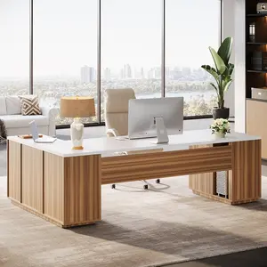 Tribesigns 85.8-Inch L-Shaped Executive Desk - Large Office Furniture with File Drawers, Cabinet & Shelves for Modern Professionals