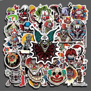 50PCS Scary Clown Aesthetic Stickers Pack, Horror Circus Character Illustration Vinyl Stickers for Laptop Water Bottle Phone Case Skateboard Journal Scrapbook DIY Decoration