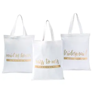Bridesmaid Tote Bags - White and Gold