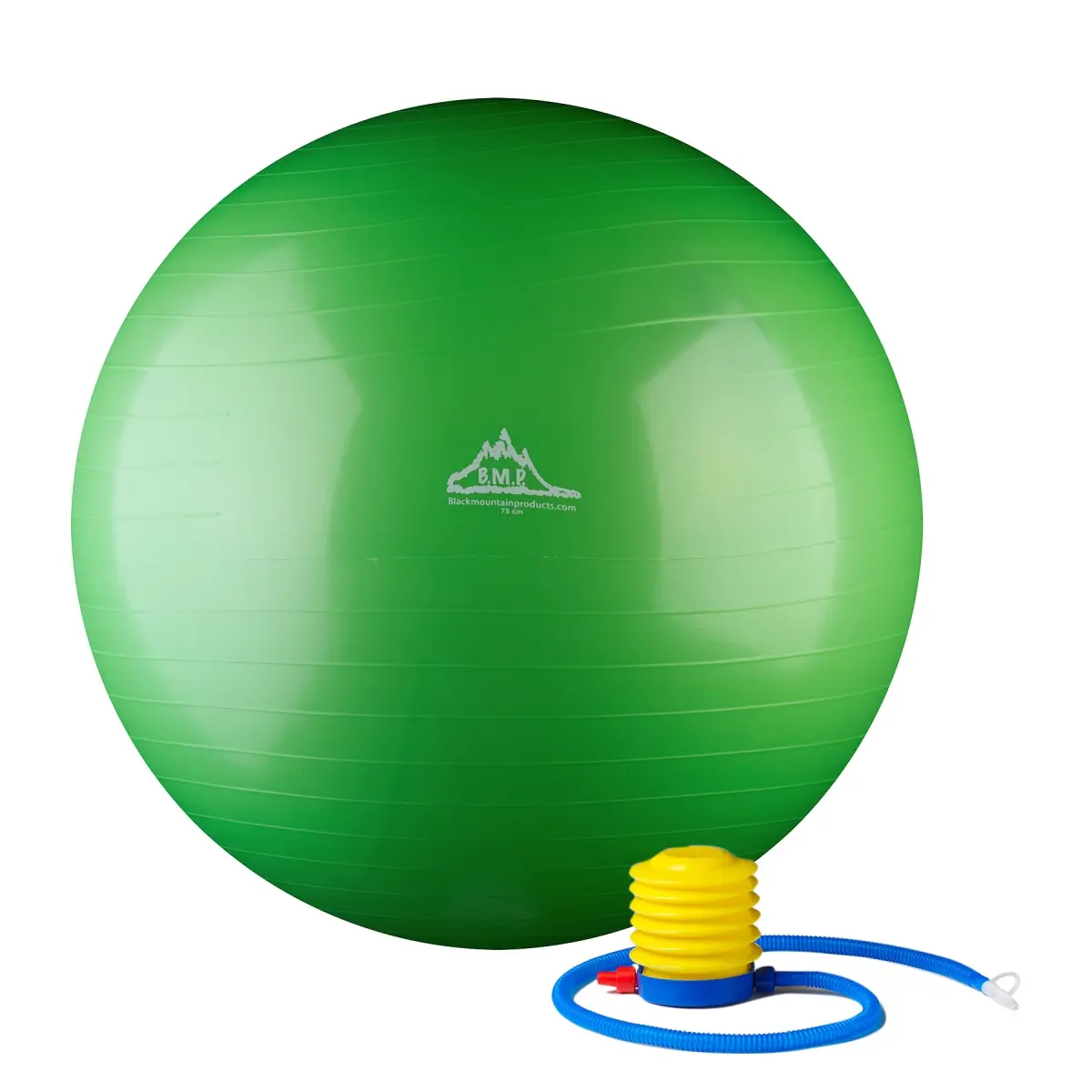 Black Mountain Products 55 cm Professional-Grade Stability Ball - 2000 lbs Static Strength, Green Dense-Wall Design for Core Training & Abdomen Fitness Device Exercise Balls, Includes Pump & Exercise Guide, Fitness for Everyone