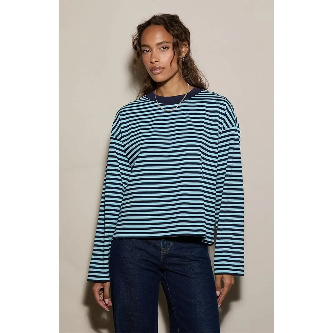 Pacsun Women's Drew Striped Boxy Long Sleeve T-Shirt