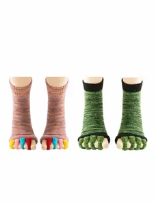 Women's Five-Finger Toe Separated Socks, Yoga Pilates Gym Health Massage Foot Alignment Socks, 2/4 Pairs, Comfortable and Supportive