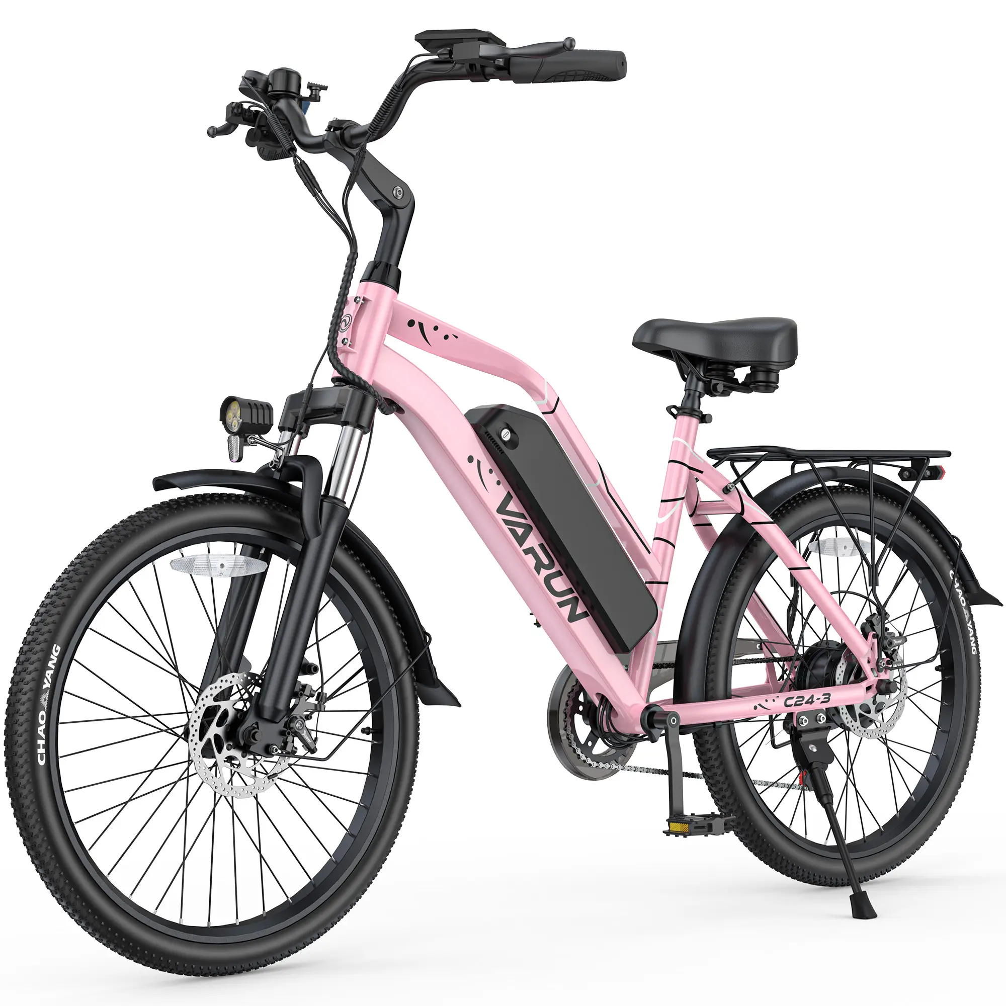 VARUN 24/26 Inch Electric Bicycle | Peak Power 750W | Top Speed 20 Miles per Hour | 48V 7.8Ah Removable Battery | Multifunctional Rack | LED Front Headlight | 24 Inch All-Terrain Tires | UL 2849 Certified Electric Bicycle