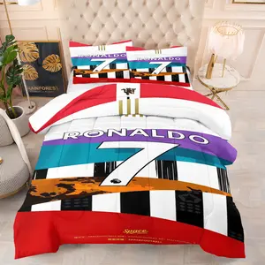 CR7 star Cristiano Ronaldo creative design pattern blanket, Decorative Bedding Set, digital printing, very suitable for bedroom decoration for young and adult people, including 1 blanket and 1 or 2 pillowcases without core
