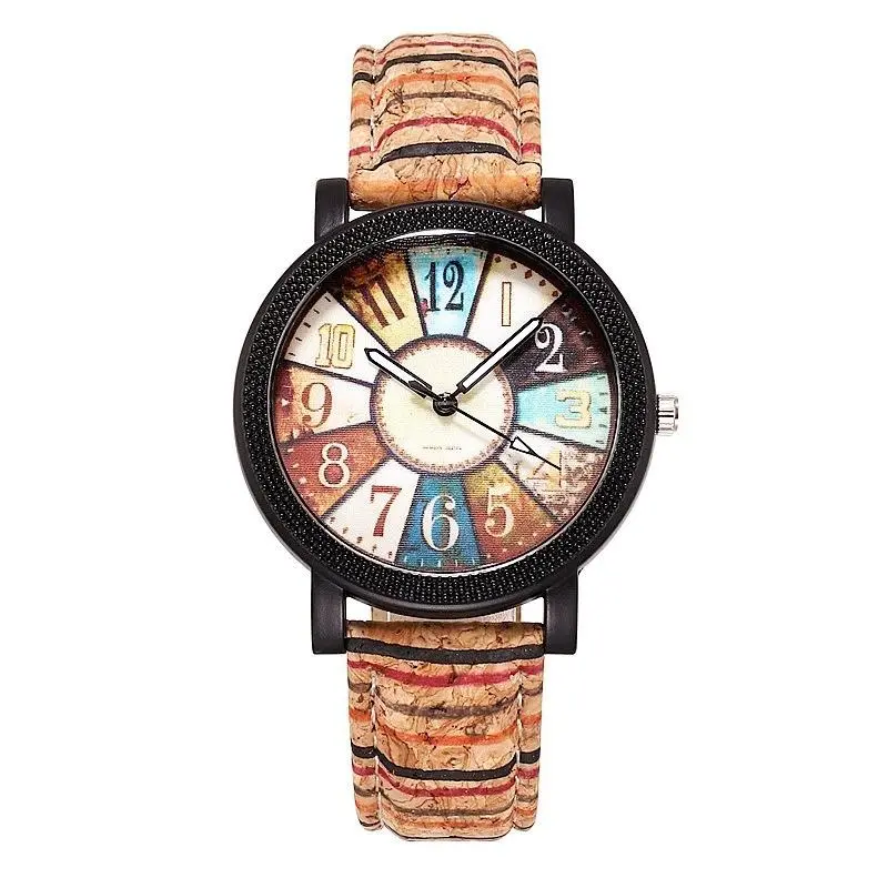 Casual Vintage Leather Women Quartz Wrist Watch Gift Clock with High Hardness Tempered Glass & Round Dial 37mm