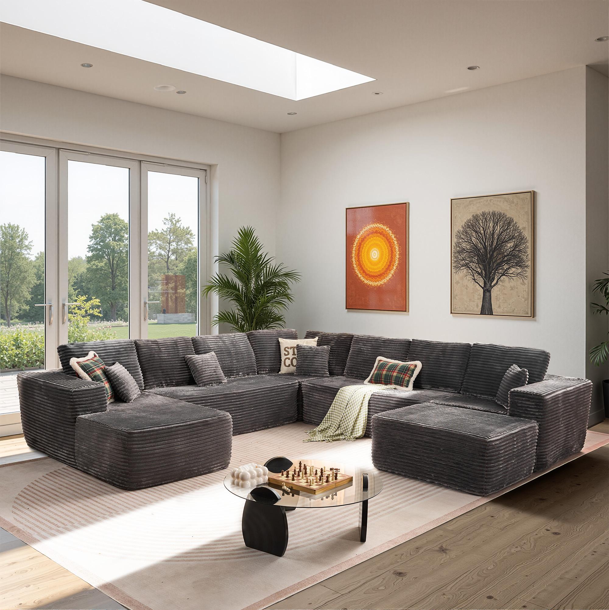 XIZZI 135" Cloud Sectional Couch with L-Shape Chaise,Modern Modular Sofa with Deep Seat, Upholstered Couches for Living Room Bedroom,No Assembly Required