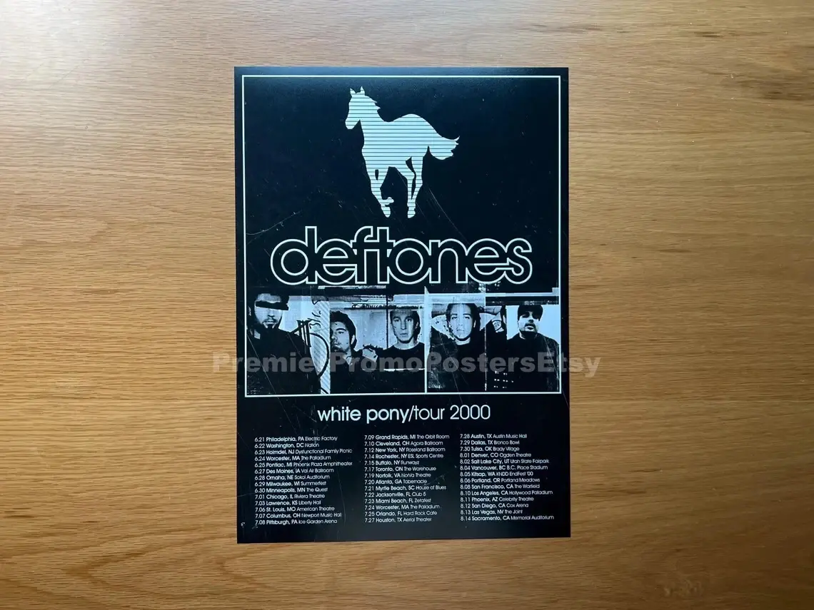 Deftones White Pony Tour 2000 Admat Poster featuring all North American ...