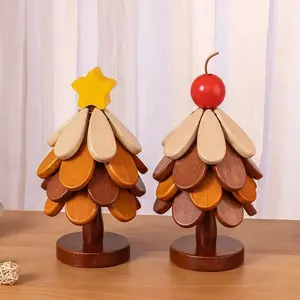 Treevet Wooden Tree-Shaped Pot Holders 🎄🍽️ - Star/Tree Design Cork Heat Mats, Wooden Coasters for Hot Pans/Pots, Black Friday Deal: Ideal Halloween/Christmas/New Year Kitchen Gift