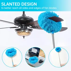 Extendable Microfiber Ceiling Fan Duster with Long Handle, Reusable Washable Cleaning Brush for Ceiling Fans, High Ceilings and Hard-to-Reach Areas