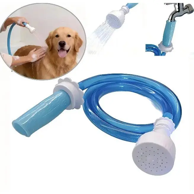 Portable Slide-On Bathtub Faucet Sprayer Attachment - Ultra-Flexible Dog Shower Adapter, 5-ft Hose Handheld Pet Shower Head, No-Installation Grooming Supplies for Quick Rinses