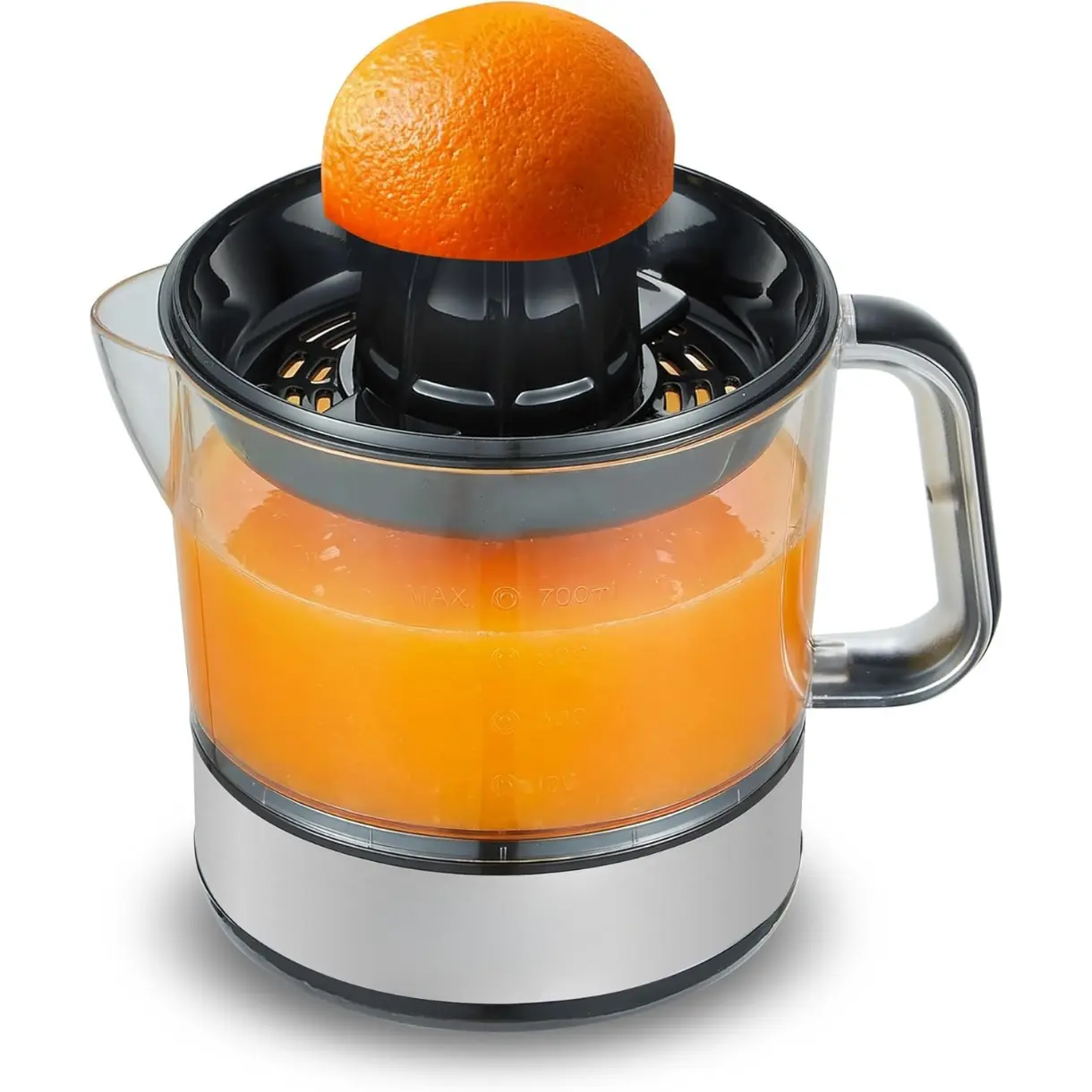 ETS623 BPA-Free 40W Electric Citrus Juicer with Pulp Control, 24 oz Capacity, Easy-Pour Spout, Compact Juicer for Oranges, Lemons, Limes, and Grapefruits, Black, Stainless Steel