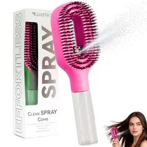 Hair Brush with Water Spray Mister - 2-in-1 Detangling Brush with Built-in Fine Mist, Portable Wet & Dry Styling Tool for Smooth, Frizz-Free Hair - Quick Refresh for Women & Girls(1 Rose Pink)