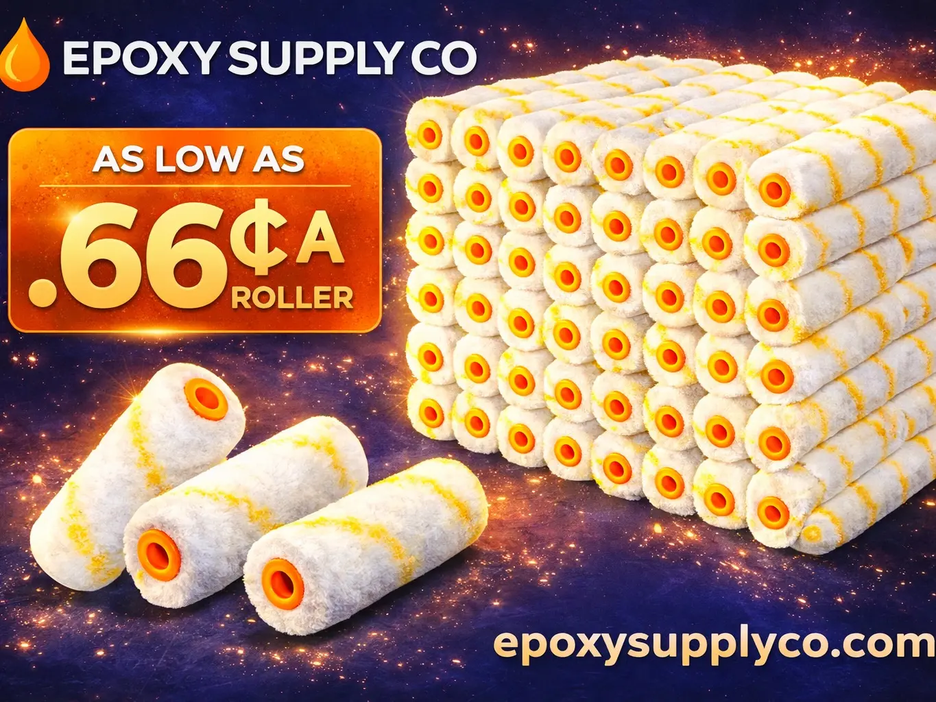 Epoxy Supply Co 4" Mini Coating Roller Sleeves for Epoxy Paint & Polyurea Coatings - 100 Pack Dense Fiber, Low Shed, Low Lint, Smooth Even Coverage for Verticals, Demanding Installs, Tight Detail Work