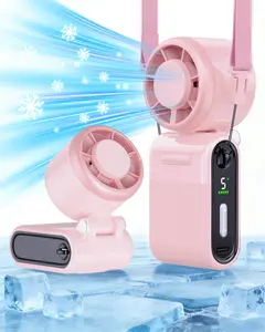 iFunSky 3-in-1 Portable Turbo Fan, Handheld/Neck/Desktop Mini Fan, 5-Speed Strong Airflow, USB Rechargeable Foldable Pocket Fan for Travel Outdoor Gifts