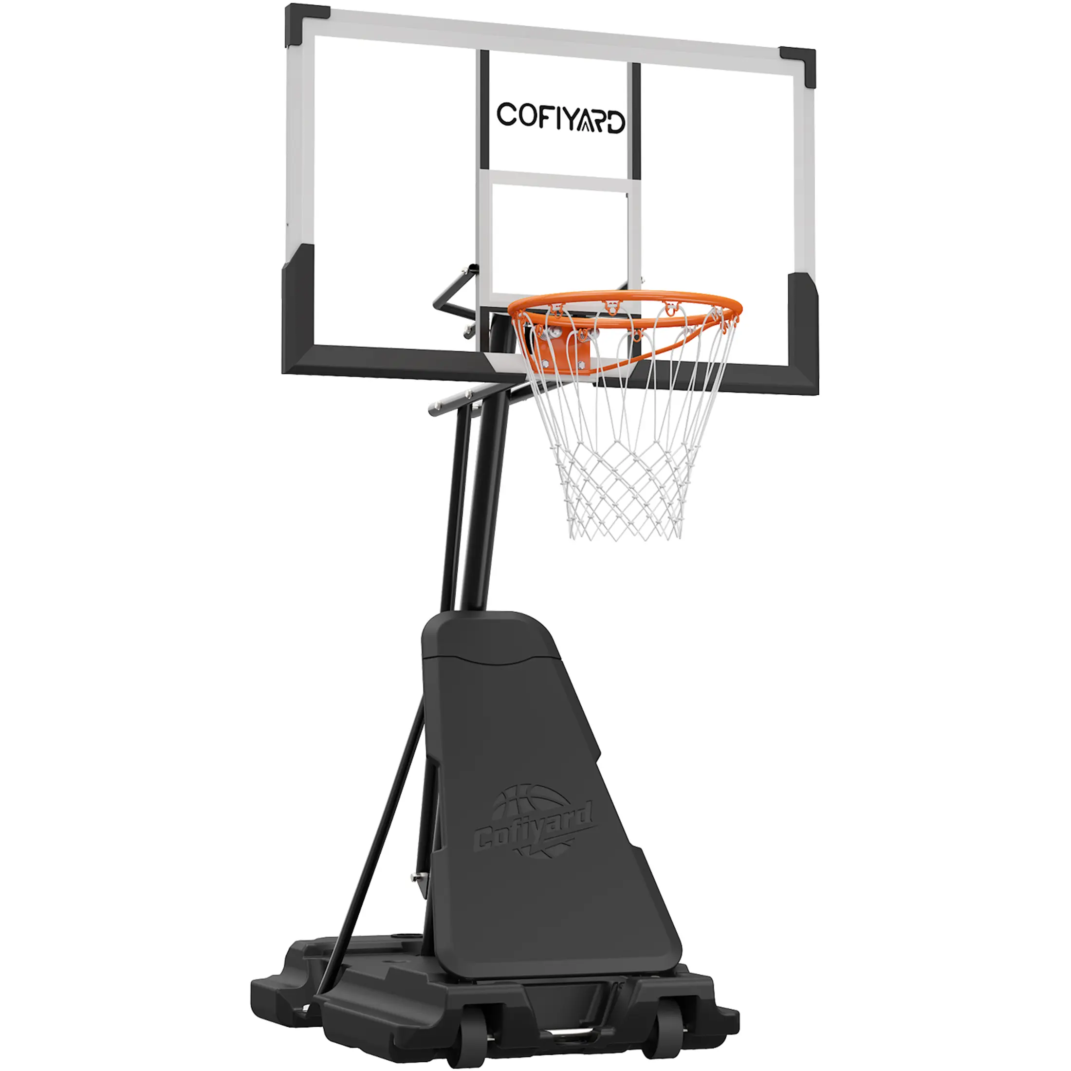 COFIYARD Portable Basketball Hoop, 54 Inch Shatterproof Backboard, 5.25-10FT Adjustable Height, Stable Base Outdoor Basketball Stand for Home Gym