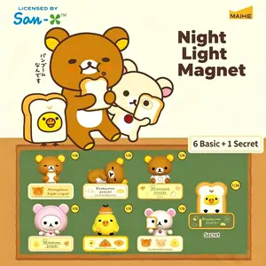 Rilakkuma Bread Series Light Up Fridge Magnet Blind Box Cute Decorative Collectible Ornament Holiday Haul Perfect Birthday Holiday Gift For Girls And Boys