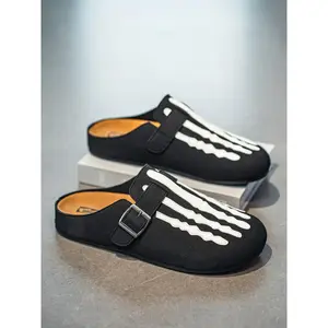 Men's All-Season Fashion Half-Slipper, One-Piece Soft Rubber Sandals, PU Leather Upper, Casual Home Shoes, Medium Width, Casual Shoes ClogsRAIMENTRY