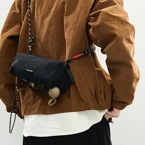 Mens Lightweight Sports Crossbody Bag Adjustable Strap Multi Compartment Organizer for Umbrella and Water Bottle Casual Outdoor and Daily Commute Use Black Crossbody Bag Commuting Accessory Stylish Accessory Durable Construction