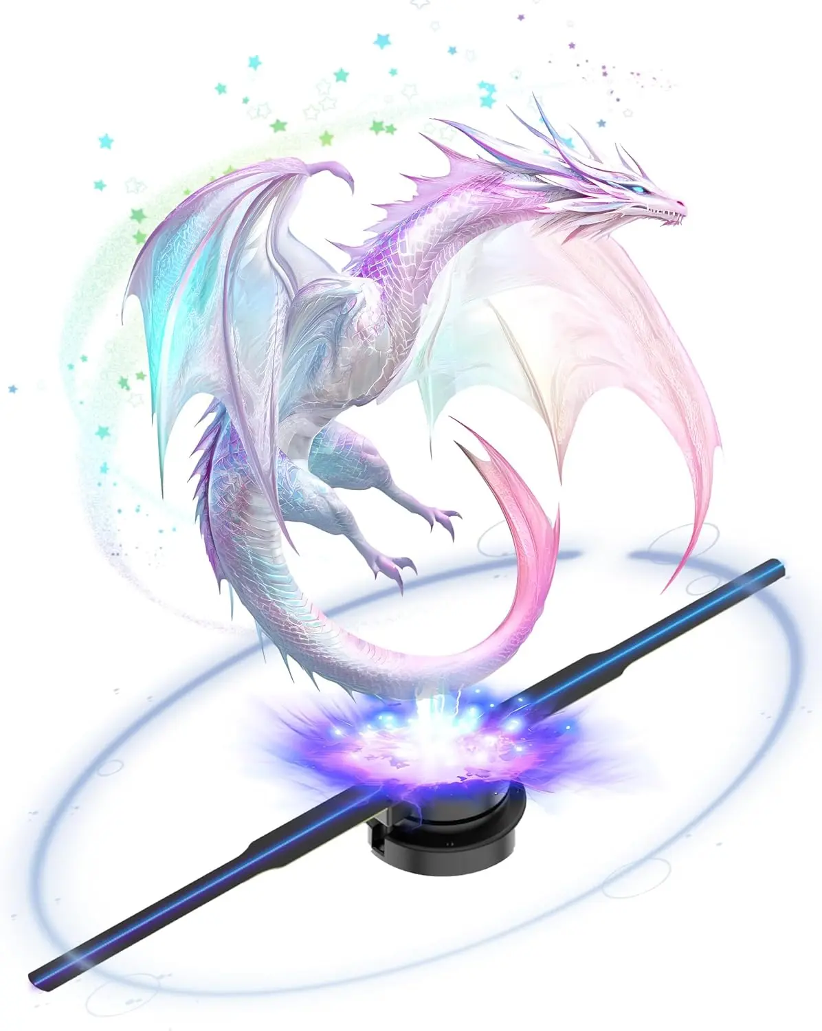 3D Hologram Fan, 16.5 Inch 3D Hologram Projector HD LED Holographic Advertising Display with Remote, WiFi and APP, Holographic Video Advertising Projector for Business,Bar,Halloween Audio Plastic