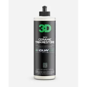 3D SiO2 Ceramic Trim Restore, GLW Series | Ultimate Hydrophobic Trim Reviver | SiO2 Infused Restoring, Shining, & Protecting | Restores Black Plastic & Vinyl | DIY Car Detailing