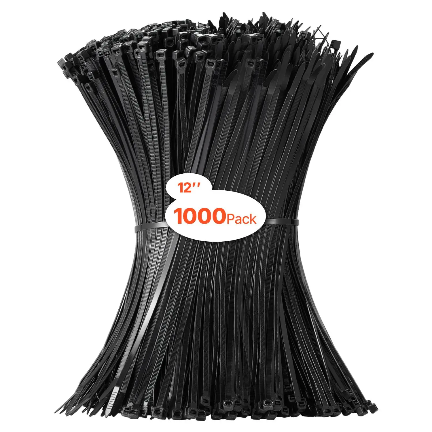 【Summerfinds】VEVOR 1000 Pack Cable Zip Ties,  12-inch Heavy Duty Cable Wire Ties with 50LBS High Tensile Strength, Multi-Purpose Self-Locking Nylon Tie Wraps, Heat & Cold Resistant for Indoor and Outdoor Use