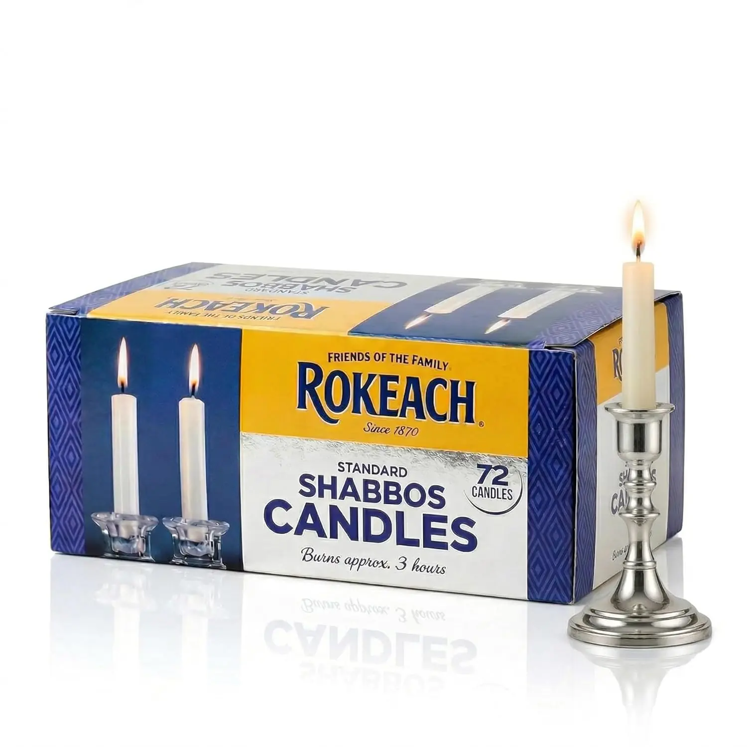 Shabbat Candles for Home Decoration, 72-Count White Paraffin Wax Sabbath Candles with 3-Hour Burn Time