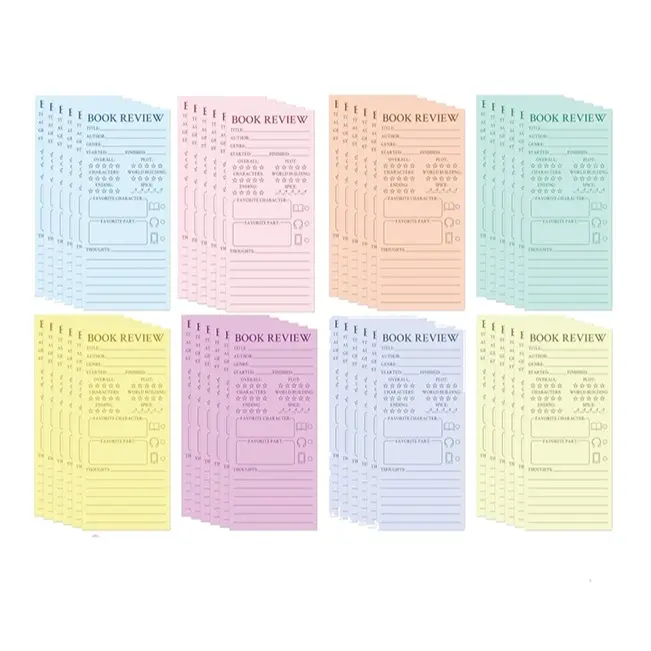 8-Piece Removable Book Review Cards Set - Office Stationery for Book Enthusiasts, Assorted Designs, Colored Sticky Tab Bookmarks, Cricut-Ready Writing Supplies to Elevate Your Reviews & Boost Creative and Engaging Experience (Computers & Office Equipment)