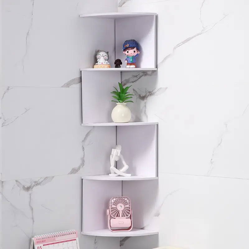 Corner Shelf Five-Tier Wall-Mounted Floating Shelves Wall Shelf Unit Easy Assembly Suitable for Office Bedroom Bathroom Kitchen Living Room Dormitory