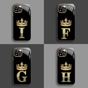 Suitable for [iPhone 13] New high-end crown electroplated gold edge mobile phone case new business simple explosion-proof mobile phone case affordable anti-fall anti-fingerprint-888