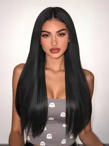 28 Inch Long Straight Wig, Natural Middle Part Wigs for Women, Natural Looking Wig, Synthetic Heat Resistant Hair, Daily Use, Valentine's Day Gift, Synthetic Machine Wigs