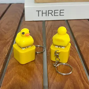 1pcs Small Duck Sound Button Keychain, Glowing Fun Prank Stress Relief Toy, Creative Press Bag Hanging Decoration