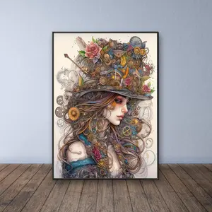 Steampunk Girl Pattern DIY Diamond Arts Colorful Painting Kit without Frame, DIY 5D Diamond Arts Colorful Painting Kit, Wall Art Decor for Home, Diamond Painting Kits