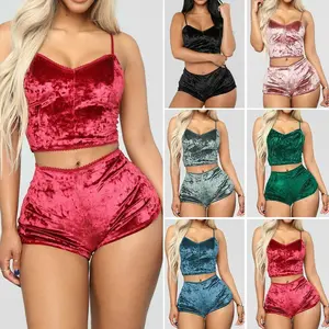 Women’s Sexy 2PCS Underwear Set, Solid Color Tank Top, Short Elastic Pants, Summer Pajama Set GARMENTARY