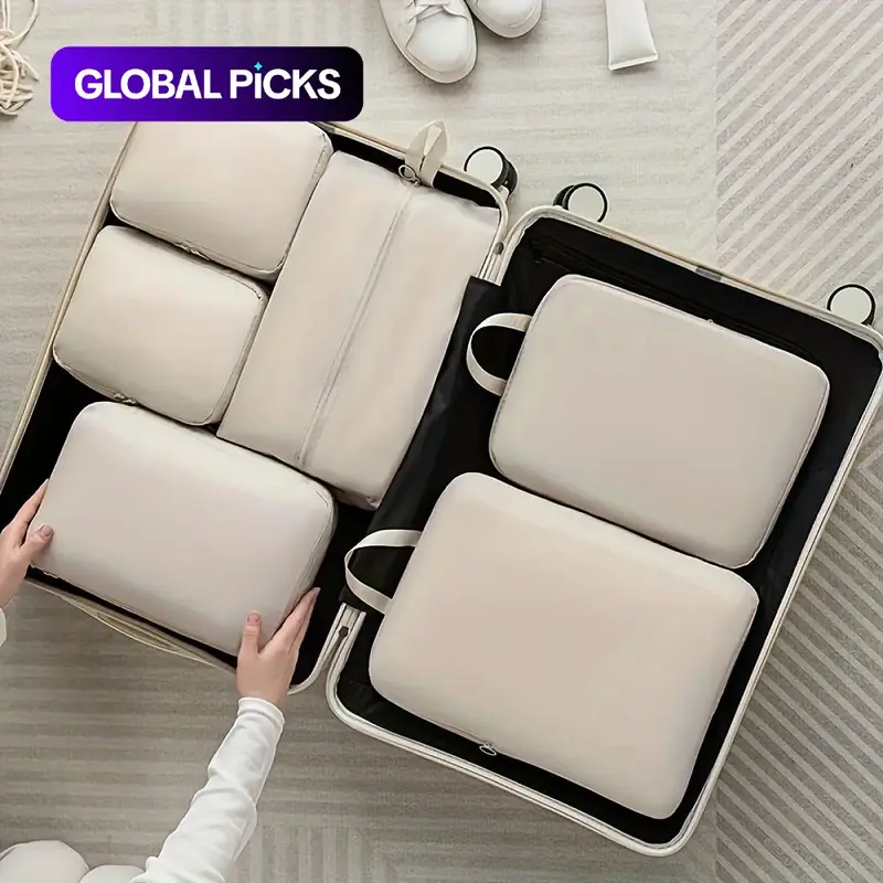 Compression Packing Cubes, 6 Counts/set Durable Lightweight Organizers, Luggage Organization, Portable Storage Bags for Clothes, Luggage and Closet, Travel Accessories, Travel Gear, Travel Essentials, Travel Compression Bags #GLOBAL PICKS