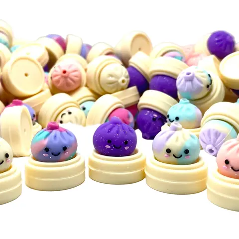 1pc Steamed & Dreamy 3D Silicone Focal Beads - Dumpling Shape Beads for Beaded Keychains Pens DIY