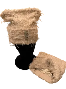 Tan Boxed Distressed Beanie - Satin Lined