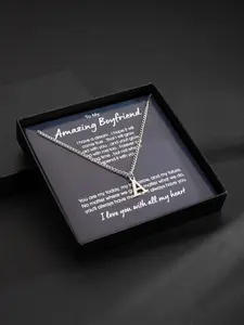 Fashion Letter Charm Pendant Necklace for Boyfriend As Gift, Stainless Steel Jewelry for Party, Daily Clothing Decor, Trendy All-match & Exquisite Jewelry for Birthday Gift, Initial Letter Necklace