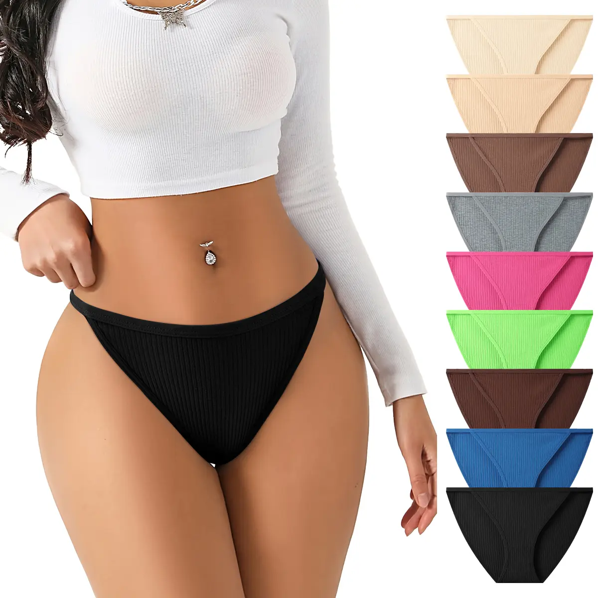 Hotcom Random 9 Pack Women's Solid Color Cotton Triangle Underwear  Breathable Comfortable Lightweight Thong Panty for Daily Wear All Seasons Invisible Lingerie SpringStatements - Fits, Day, Elegant Fits Basic summerwins