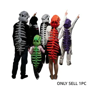 Halloween Dinosaur Skeleton Costume Headpiece, Creepy Masks, Funny Role Play Plush Toy, Accessories, Multi-Color Headwear, Family Bonding Game Prop, Creative Gift