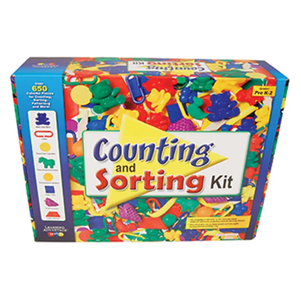 212 MAIN Math Teaching Aid Counting & Sorting Kit CTU7027, 6"x12" Colorful Set with Number Blocks, Table Games, 23 Activity Cards for Classroom Skill Development