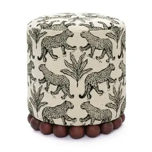 Space Saving Bohemian Pouf Ottoman Upholstered Design