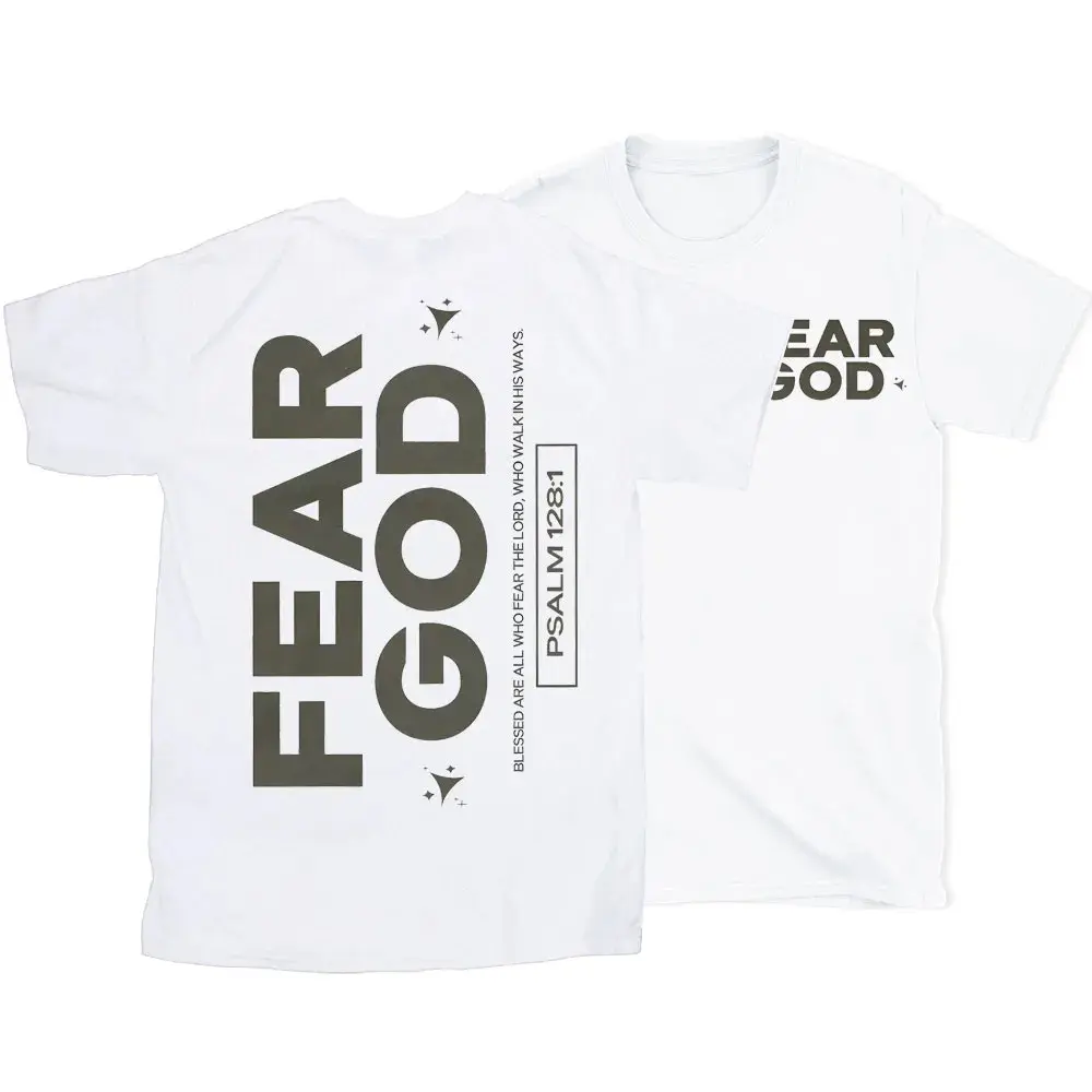 Women's/Men's T-Shirt Fear God Psalm 128:1 Bold Print Tee Christian Religious Inspired Casual Cotton Short Sleeve Top Minimalist Faith Based Shirt Valentine's Day Gift Thanksgiving Gift