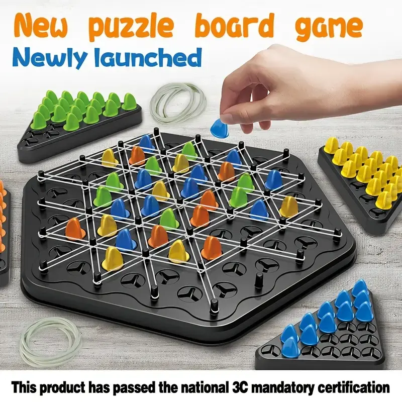 Chain Triangle Chess Game, Geometric Chess Triggle Game, Board Games for Family Night, Family Games for Kids and Adults, 2 to 4 Players