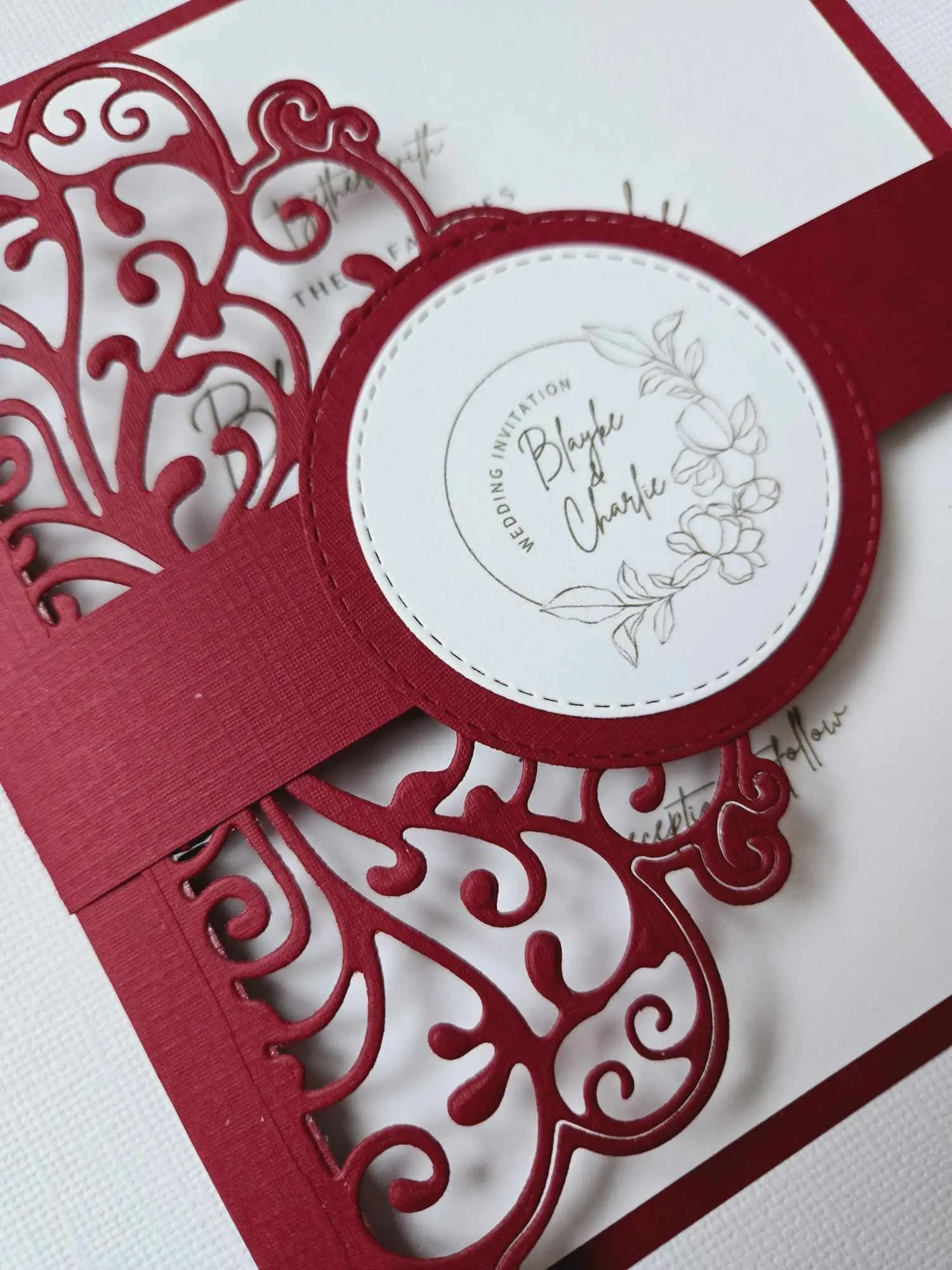 A set 10 pieces of Customized beautiful unique Classy handmade Wedding Invitations, Elegant Invitation with Envelopes