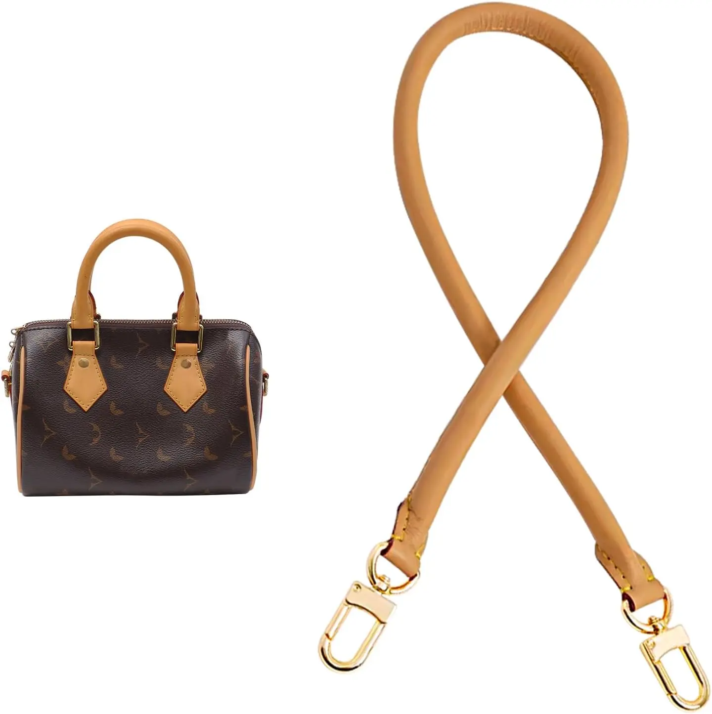 Vachetta Leather Shoulder Strap Replacement,Bags Strap Fit for Graceful Damier Speedy 25 30 Handbags 27.5inches(Deep Beeswax)