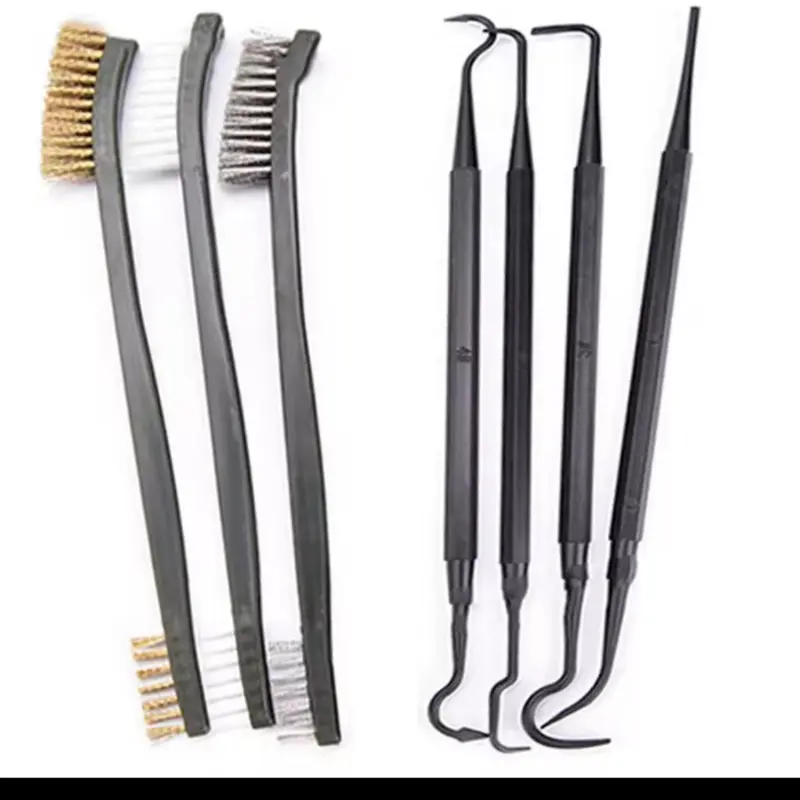 Multi Function Car Detailing Tool Kit with Small Hard & Soft Bushes, Plastic Pic Tool & Pry Tool for Versatile Cleaning and Repair