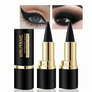 2Pcs Black Gel Eyeliner Pencil Set,Eye Liner Smudge Proof, Cat Eye MakeupStencil,Eye Black Smokey Eyeshadow PaletteStick,Goth Halloween Makeup