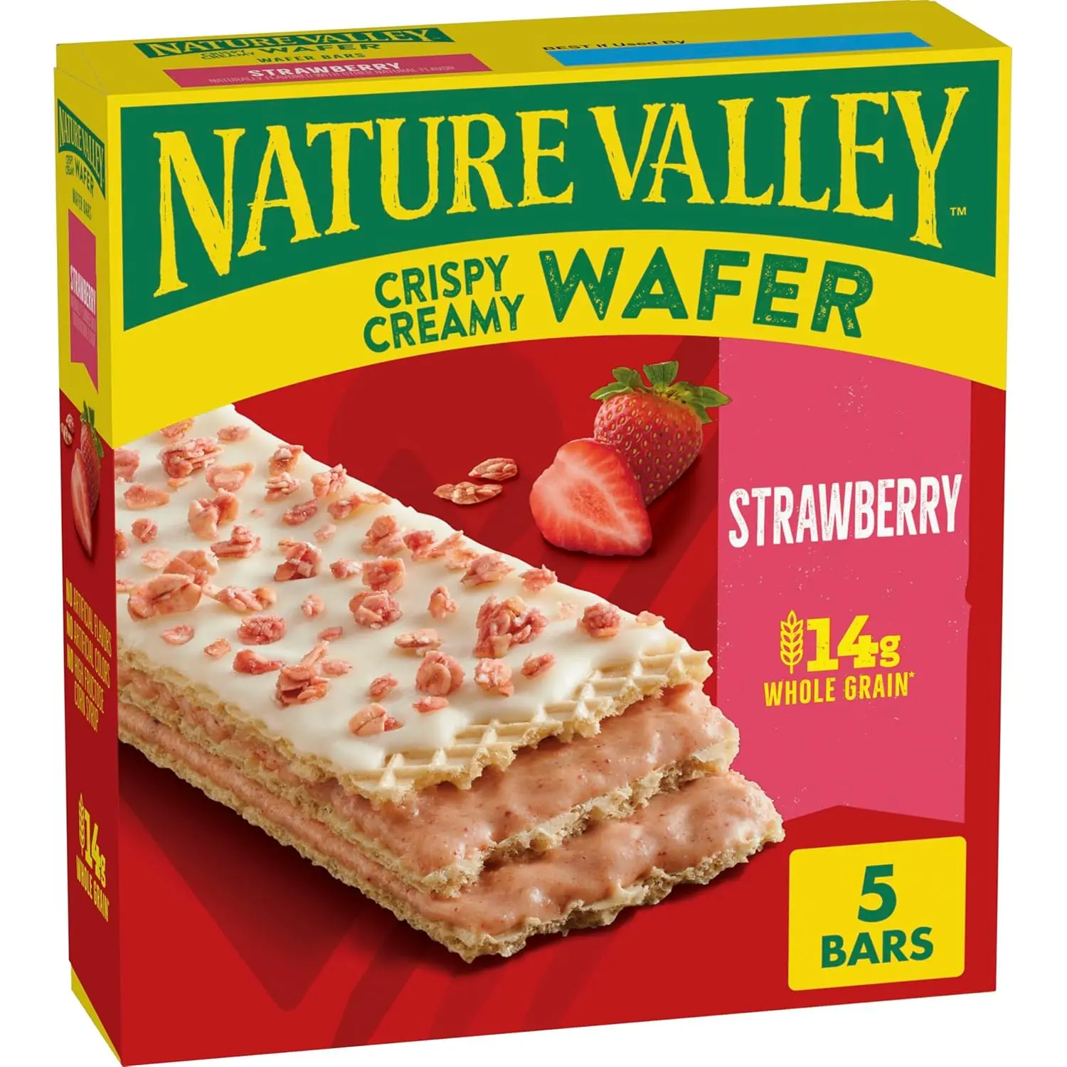Crispy Creamy Wafer Bars, Strawberry, Whole Grain, 5 Bars, 6.5 oz Snack