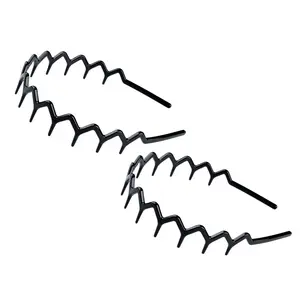 Set of 2 Zig Zag Black Plastic Sharks ToothHair Comb Headband (2 Black Color)